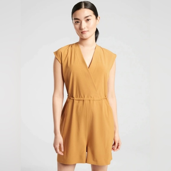 Athleta Pants - ATHLETA ~ Marlow Romper in Tuscan Gold ~ Sustainable Recycled Poly ~ Size XXS